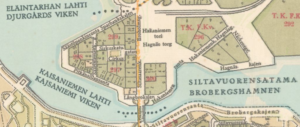 Helsingin kaupungin kartta vuodelta 1925.